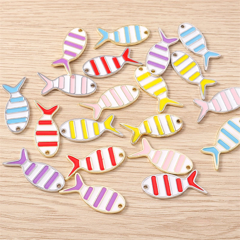 5 Stück 12x26mm Niedliche Bunte Emaille-Fisch-Anhänger für die Herstellung von Ohrhängern, Halsketten, Armbändern, DIY-Handwerk und Schmuckzubehör – Detail 16