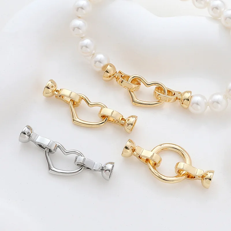 1pcs Gold plated double hanging connection buckle pearl buckle DIY jewelry universal buckle accessories