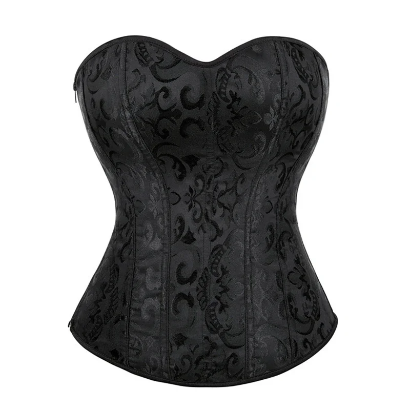 

Fashion Bustier Black Overbust Sexy Corset Top Women Gothic Vintage Lace Up Satin Corselet Shaperwear Waist Cincher