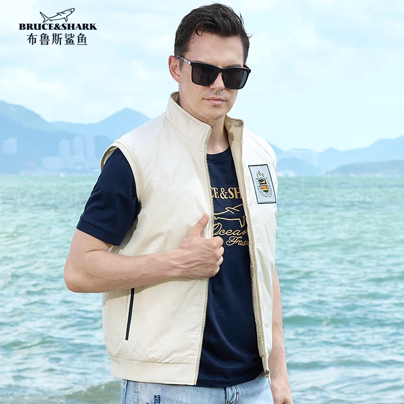 New Winter Male Vest Inner Thicken Cotton Bruce&shark Casual Fashion Outerwear Zipper Men\'s Vest Coats Jacket Big Size 4XL