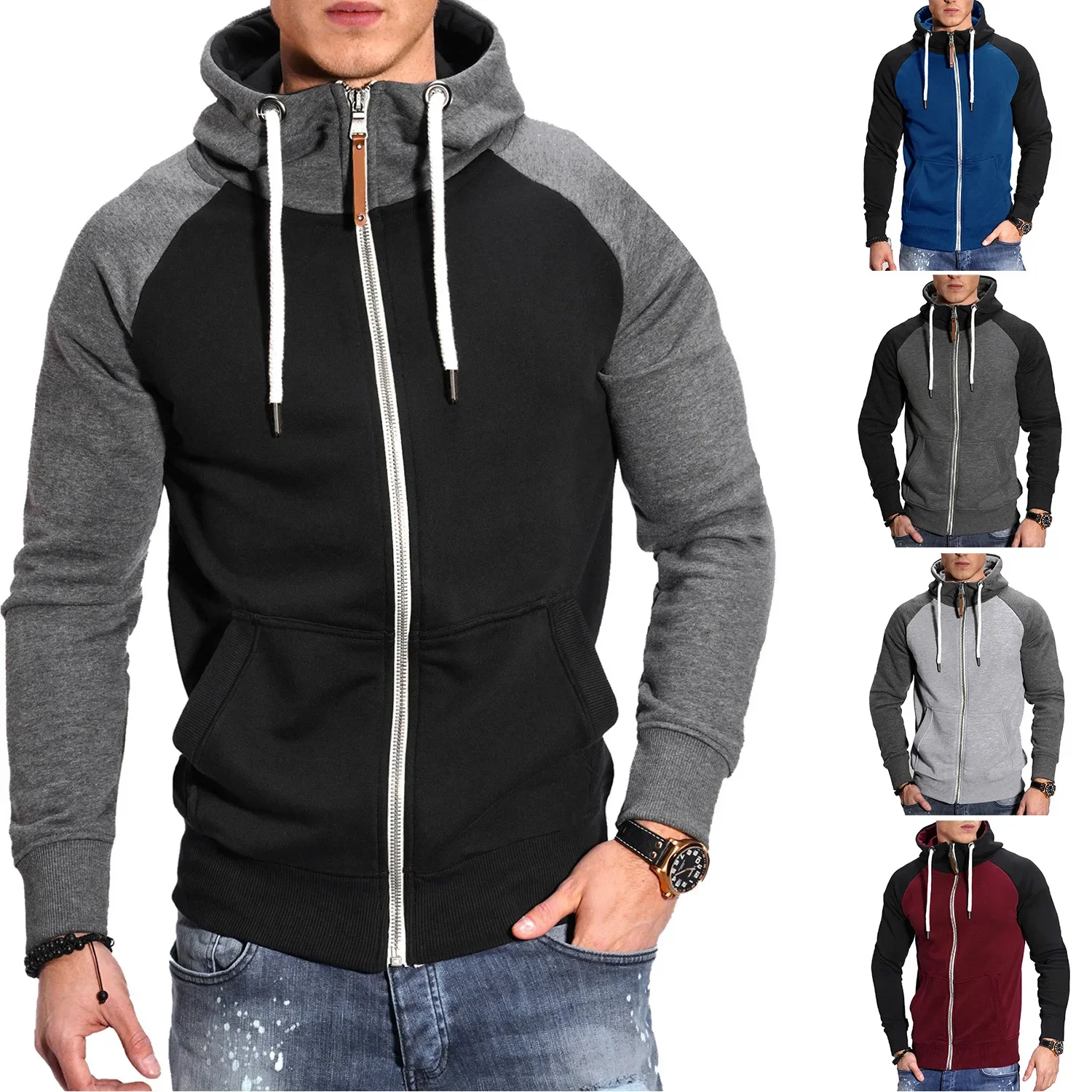 

2025 Autumn/Winter New Men's Fashion Casual Zipper Hoodie Outdoor Running Sports Warm and Comfortable Loose Large Coat