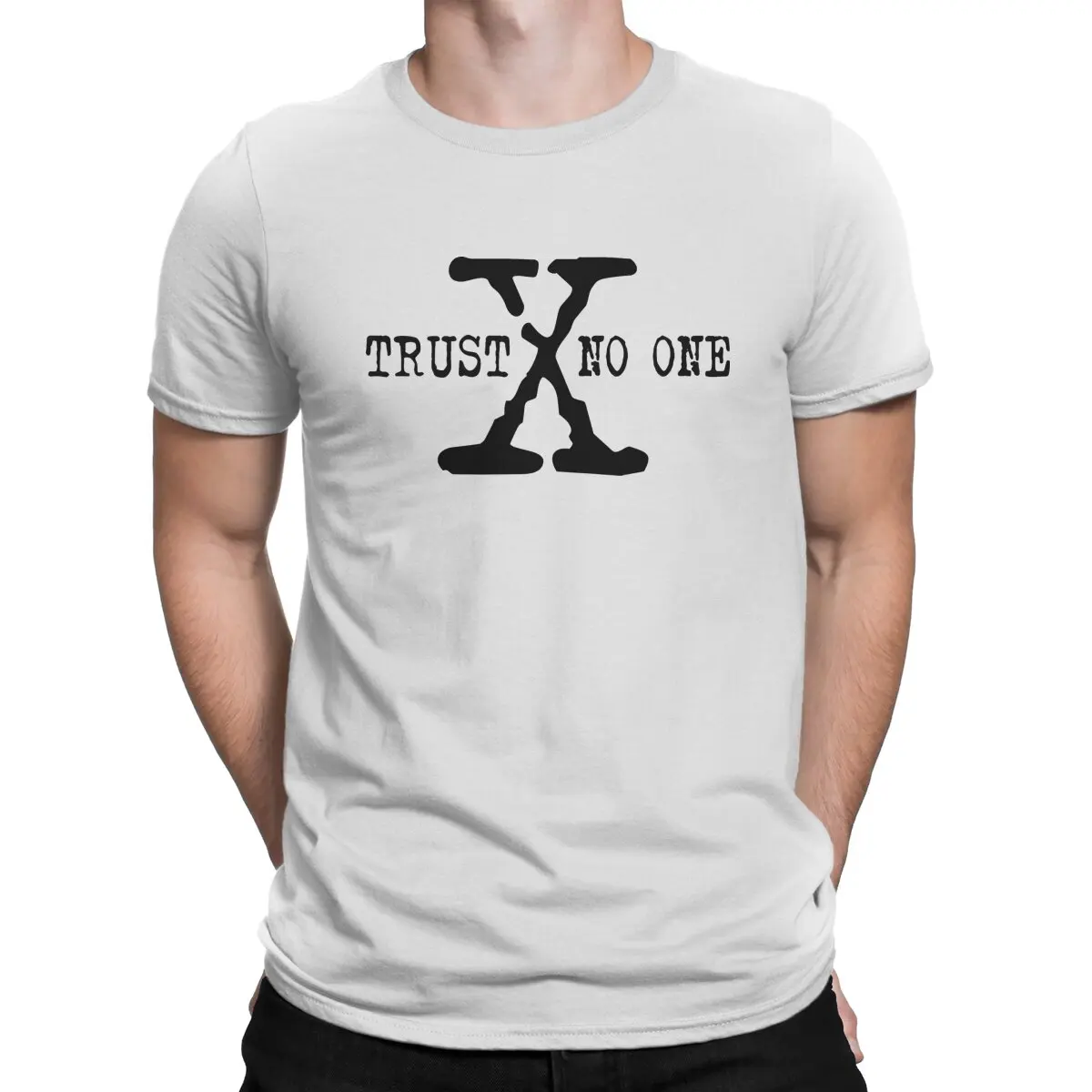 Trust No One Men's T Shirt The X Files Vintage Tee Shirt Short Sleeve Round Neck T-Shirt Cotton Birthday Present Tops