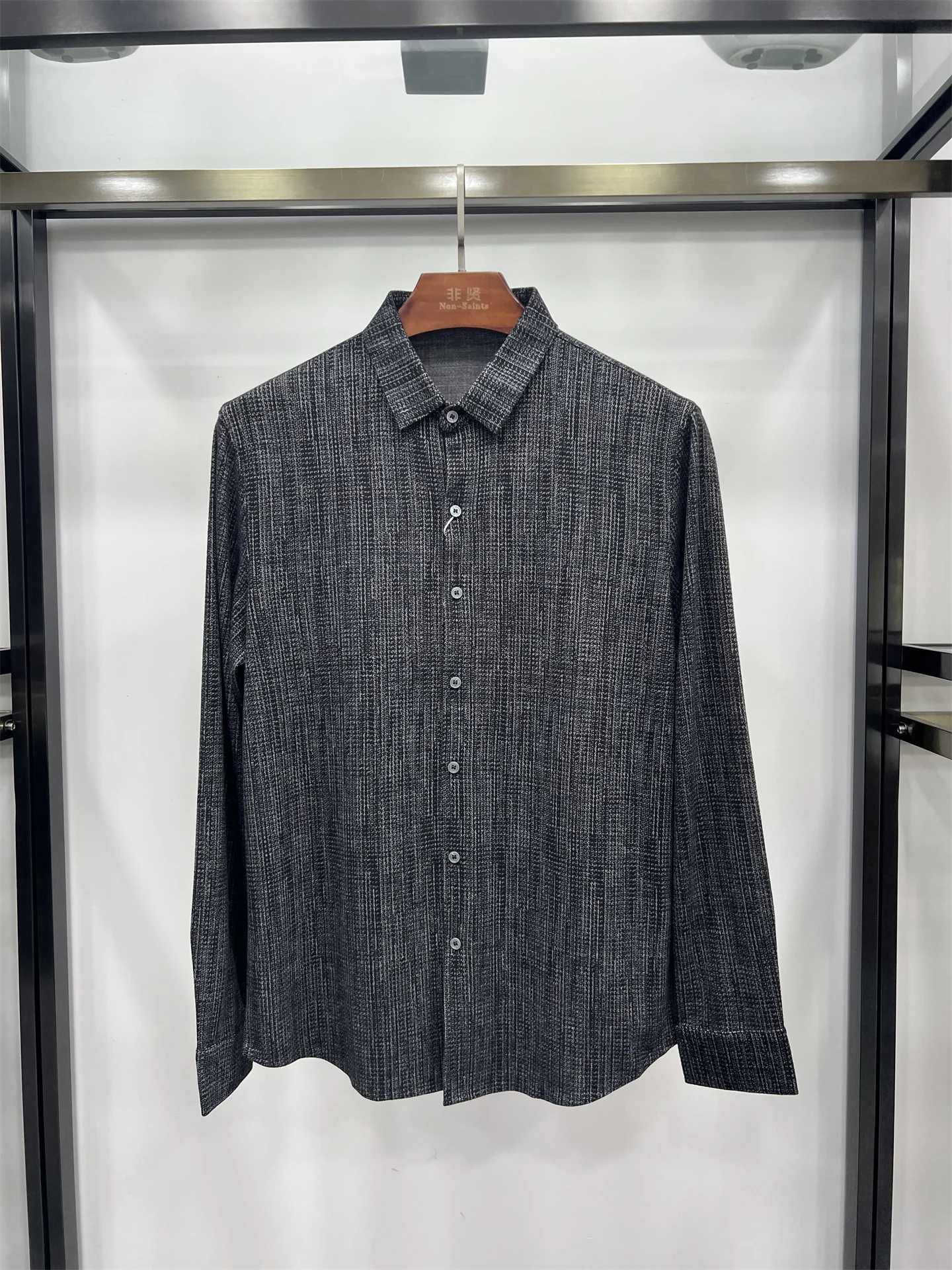 

Мужская футболка Non-Saints из смесовой шерсти, повседневная, комфортная, эластичная, делового стиля, приталенного кроя, осенне-зимняя, с длинным рукавом