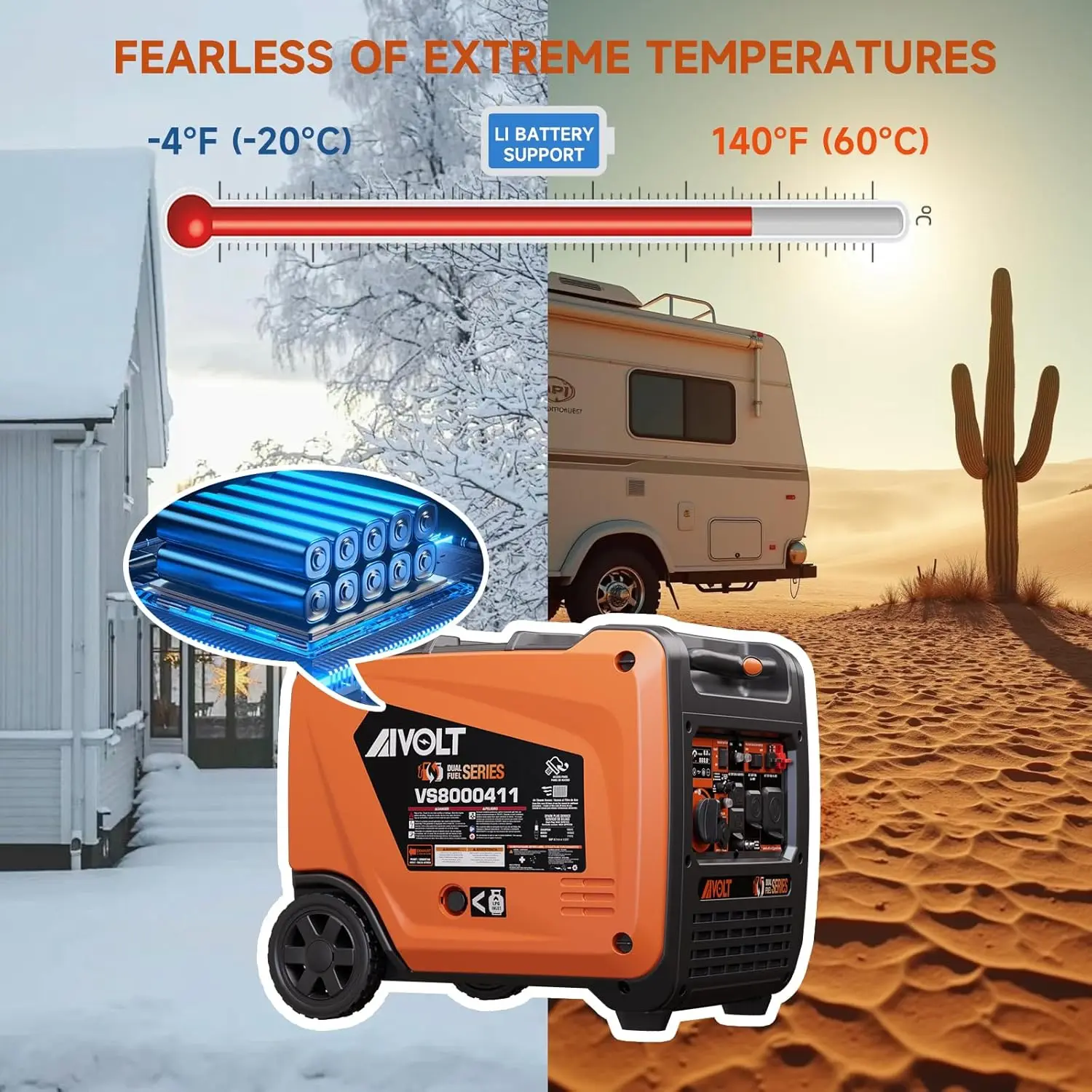 8000W Dual Fuel Super Quiet Inverter Generator with Electric Start - Gas Propane Powered Portable Generator Upgraded Version