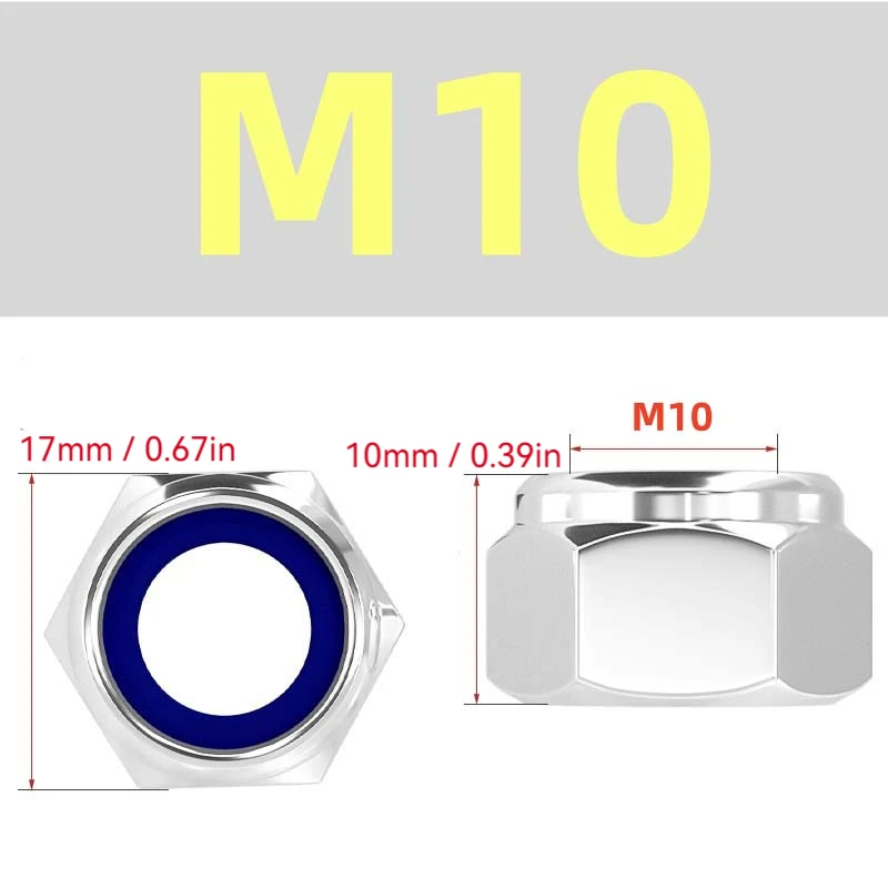 صواميل قفل إدراج النايلون DIN985 صامولة نايلوك ذاتية القفل DIY |   M2 M2.5 M3 M4 M5 M6 M8 M10 M12 M16 -TG
