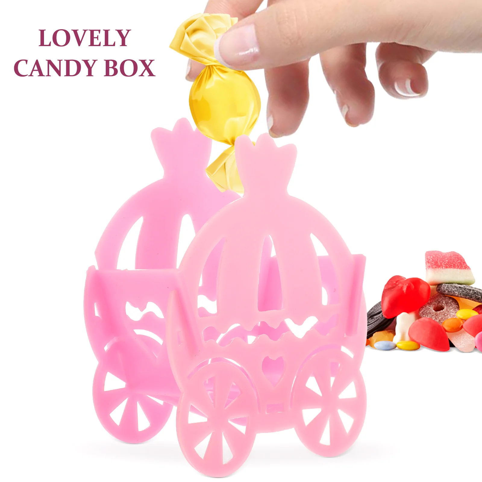 

4Pcs Pumpkin Cart Candy Box Hollow Carriage Candy Holder Wedding Party Favor Storage Gift Container Present Box Decor