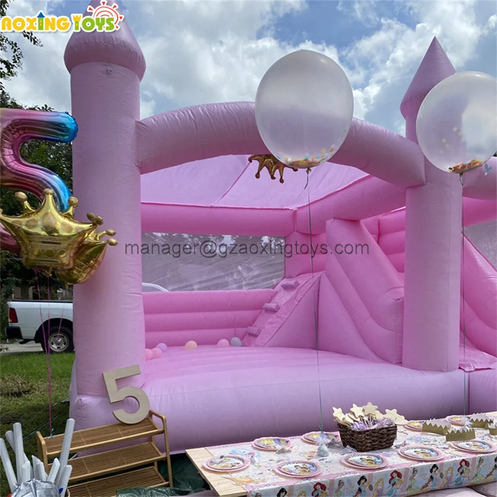 Commercial PVC สีขาวงานแต่งงาน Inflatable Bounce House สไลด์ Party Bouncy ปราสาทเต็นท์ Blower สำหรับเด็กผู้ใหญ่