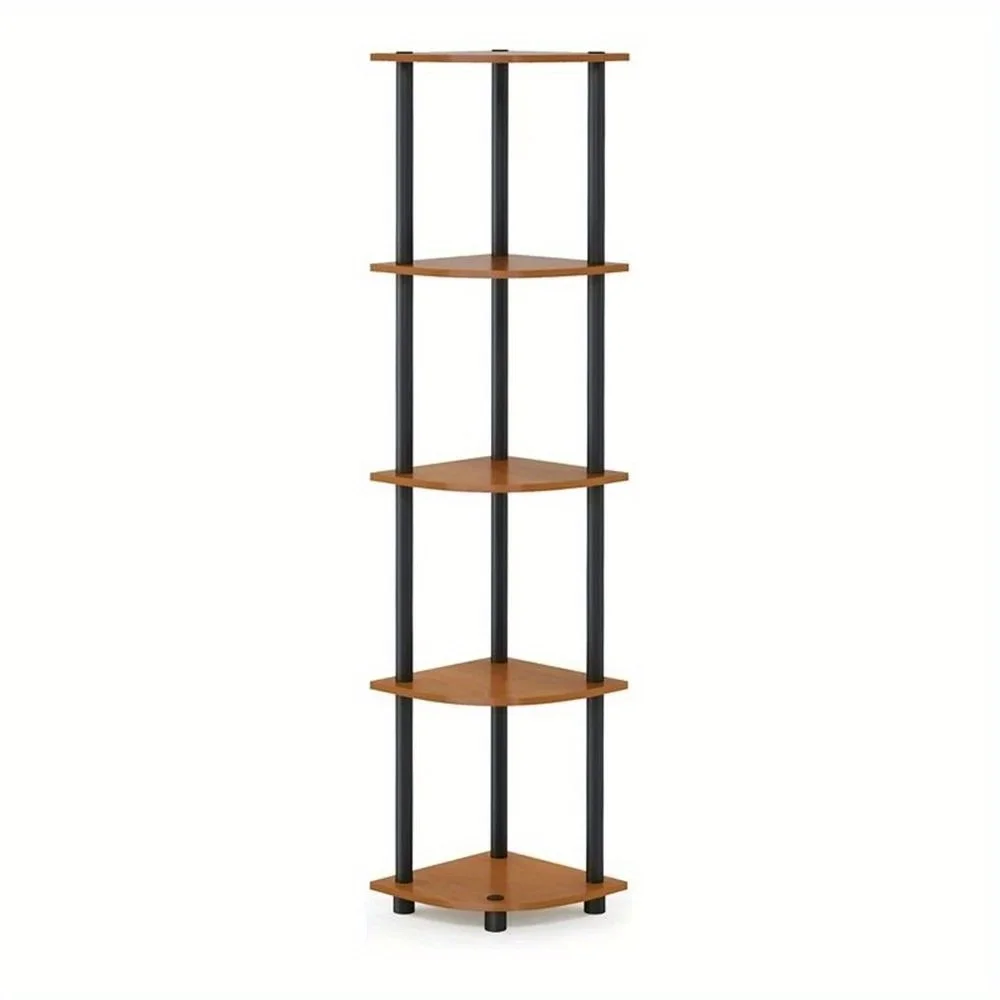 

11.6 W x 11.6 D x 57.7 H 5-Shelf Corner Display Freestanding Shelving Unit, Light Cherry and Black
