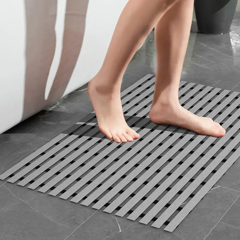 

Non-Slip Bathroom Mat Water-Resistant Shower Bath Tub Floor Rug Hotel Sauna Room Anti-Fall Carpet Modern Style Square PVC Pad