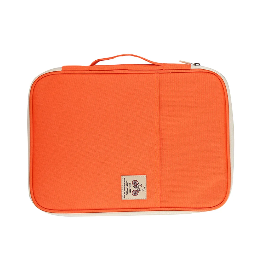 

A4 Document Bag Waterproof Portable Business Trip Travel Orange Portfolio Organizer Zipper Briefcase Storage Case