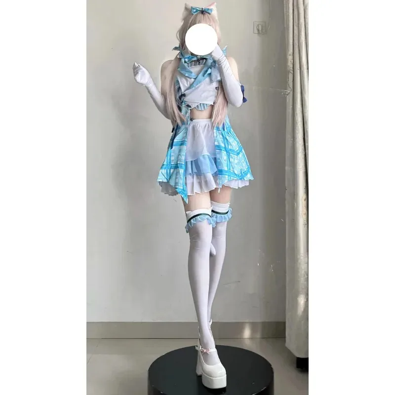 أزياء الفانيليا التأثيرية أنيمي نيكو بارا فستان خادمة جديد أيدول مرحلة الشوكولاتا/فانيليا خادمة مسرحية فستان حفلة الهالوين