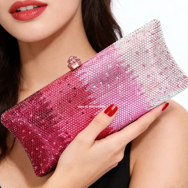 Elegant Crystal Evening Bag Rhinestone Wedding Formal Party Dinner Rhinestone Handbags and Purses Bridal Diamond Clutch