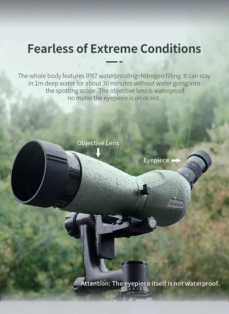 Sirui HD 20-60x80ED Telescopio de alcance impermeable con trípode para observación de aves