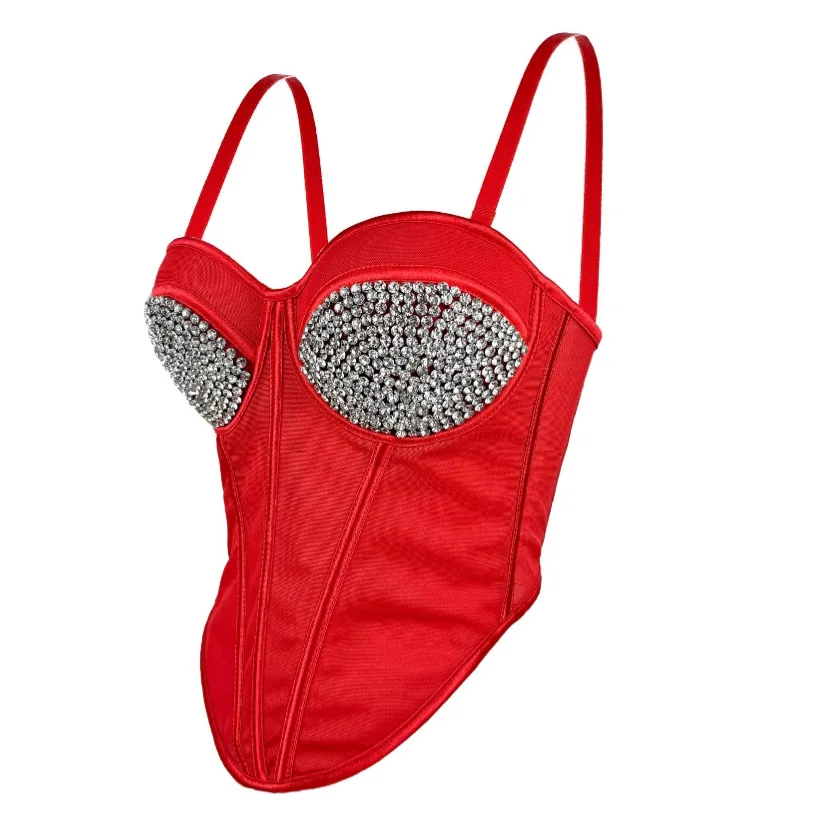 

Women Bras Top Rhinestone Bralette Vest Female Sexy Lingerie Sleeveless Crop Top Chic Night Out Corset Party Rave Bustier Summer