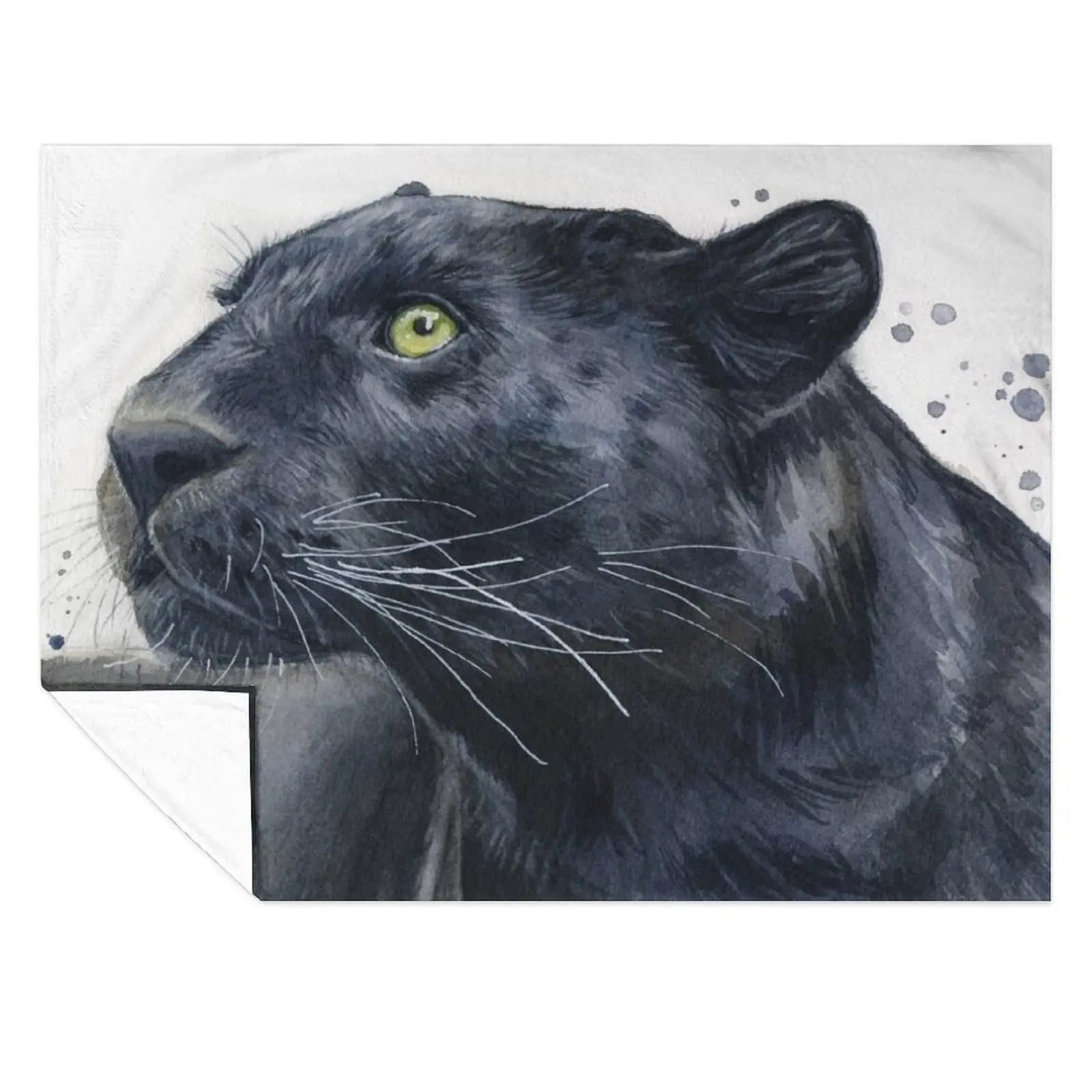 

Black Jaguar Panther Watercolor Throw Blanket Summer Beddings Cute Retros Luxury Throw Blankets