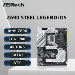 ASRock Z690 STEEL LEGEND/D5 Motherboard LGA 1700 Support i9-14900KF i7-12700K i5-12400F CPU 4xDDR5 M.2 PCIe 5.0 ATX INTEL Z690