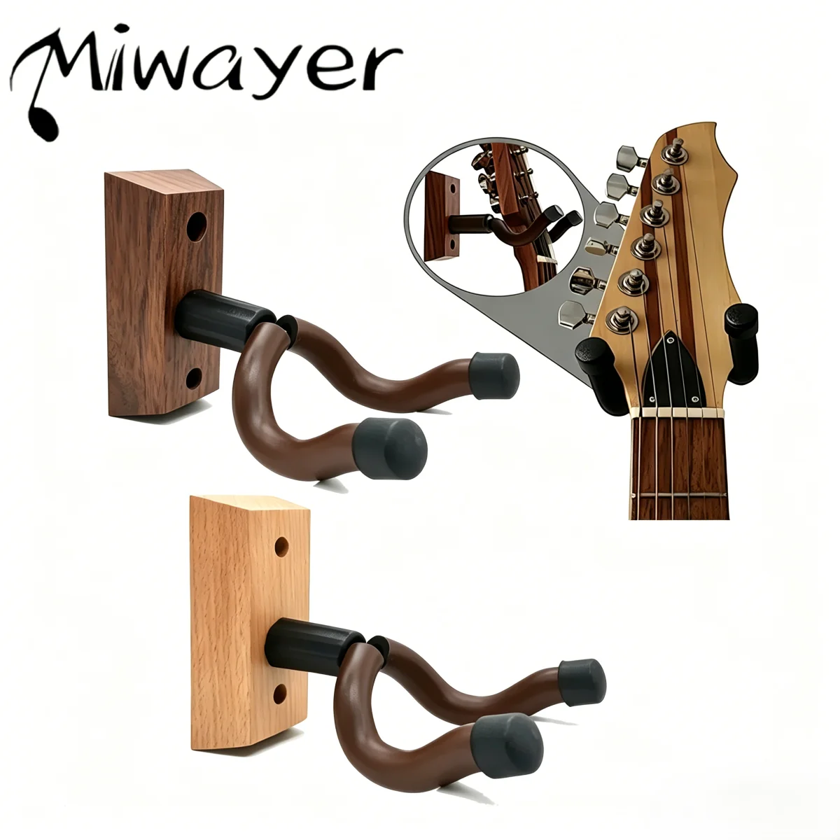 Acoustic Guitar Dreadnought - Miwayer Wood Guitar Wall Mount, Dark/Light