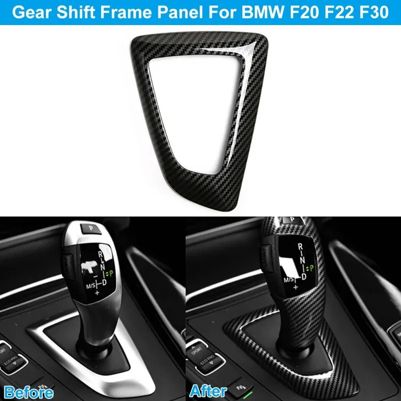 LHD Left Hand Drive Carbon Fiber Pattern Gear Shift Knob Panel For BMW 1 2 3 4 Series F20 F21 F22 F23 F30 F31 F32 F36 F34 F35