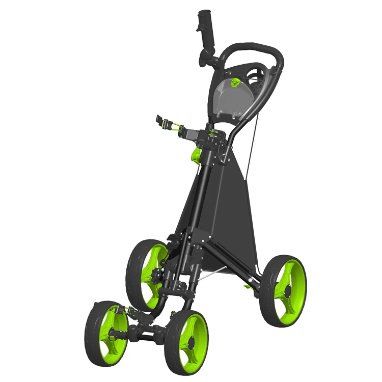 

High Quality Quick Folding 4 Wheel Golf Push Trolley with Umbrella and Scorecard Holder