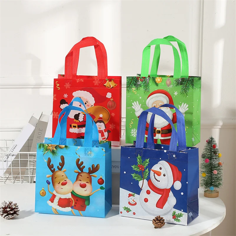 

Hot Sale 1Pc Christmas Non-woven Handbag Shopping Cloth Gift Bag Cartoon Boutique Fruits Jewelry Packaging Bags With Handles