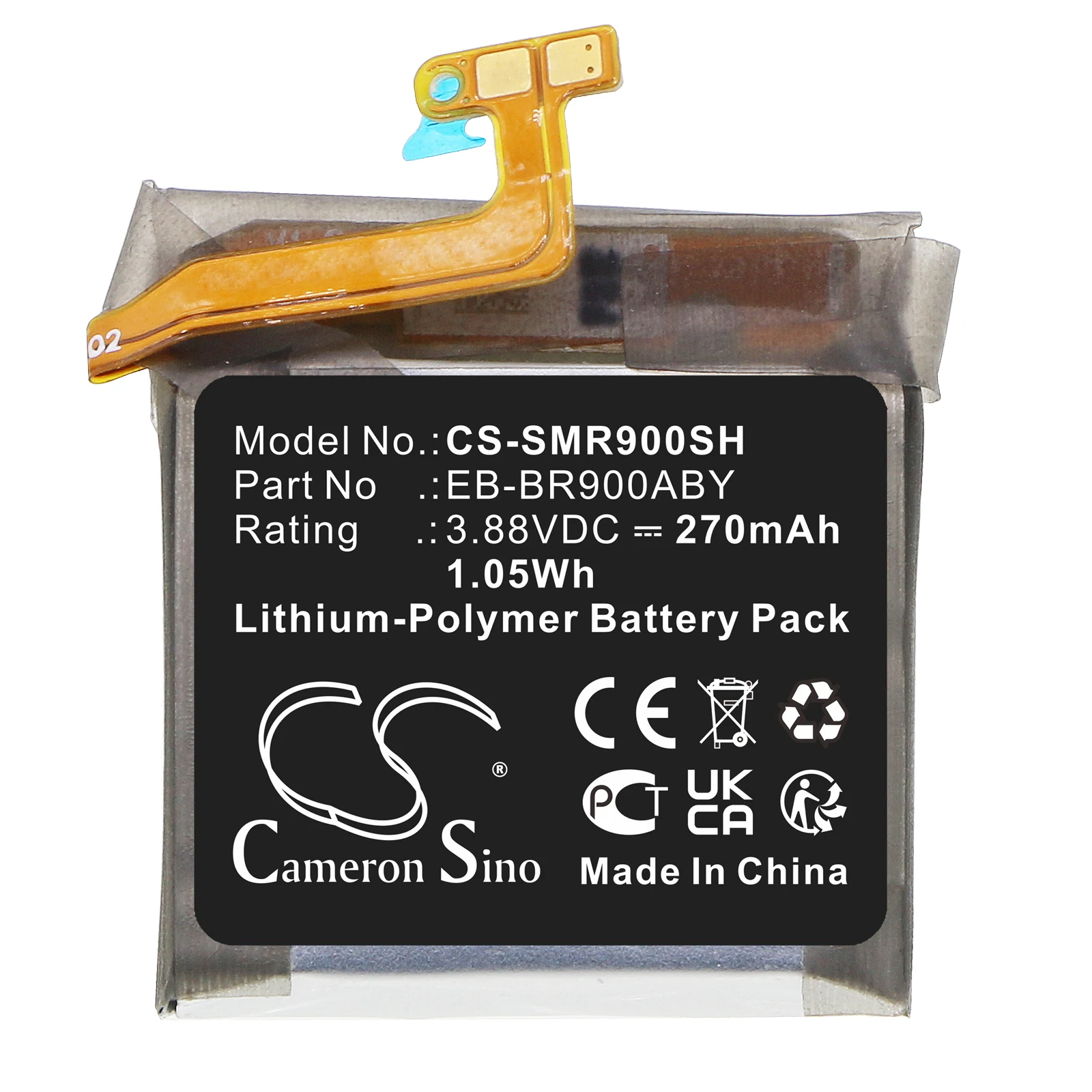 

CS Replacement Battery for Samsung Watch 5 40mm,SM-R900,SM-R905 PN:EB-BR900ABY,GH43-05112A 270mAh / 1.05Wh