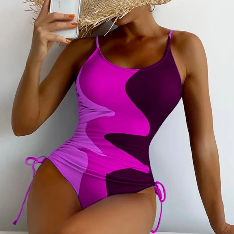 Summer Print One Piece Swimsuit Closed Women\'s Swimwear Push Up Swim Wear Beach Body Bathing Suit Beach Wear Pool Bather 2024