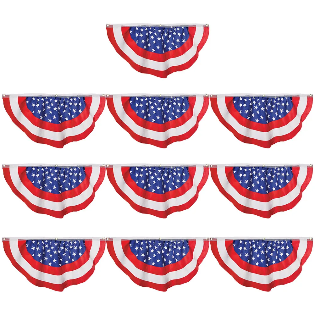 

10 Pcs American Flag Decoration Banner Fan Shaped Adornment Independence Day Decorative The Bunting