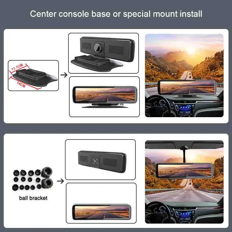 Dash Cam 1080P FHD DVR Car Driving Recorder 12Inch Touch Screen 4CH Cameras 360 Recording G-Sensor Parking Monitor Car DVR