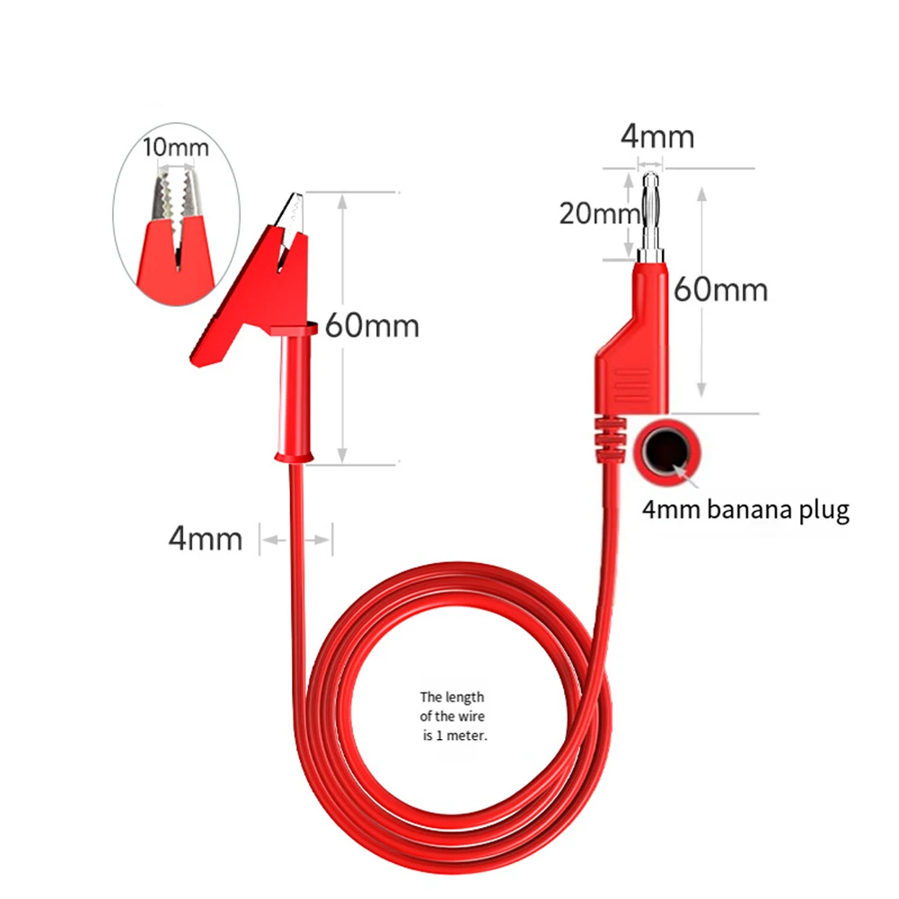 10 Colors Stackable Banana Connector To Alligator-Clip Test Wire Flexible PVC For Electrical Measurement And Lab Equipment
