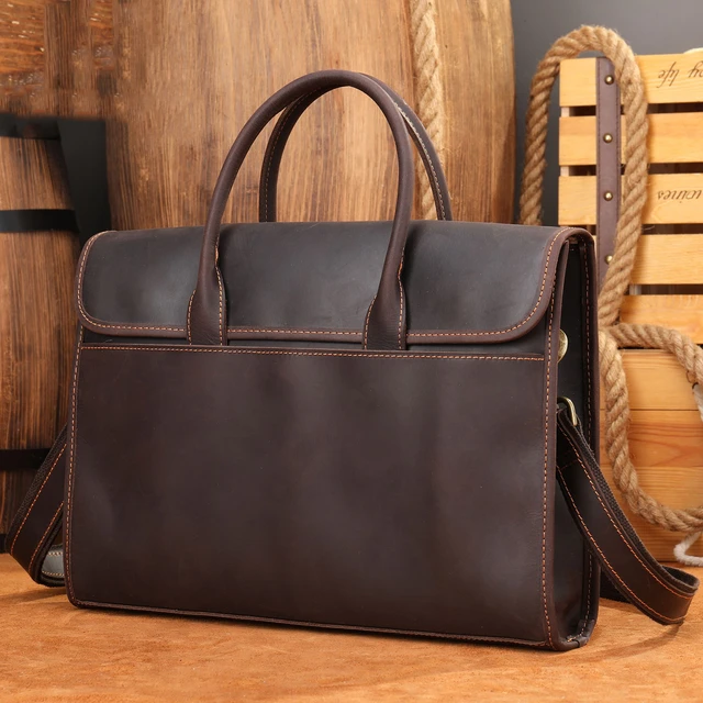 Genuine Leather Laptop Bag Luxury Brand Designer Computer Bag Doctor Layer Business Man Bag Briefcase Handbags For Man Male 14 Shoulder Bags AliExpress