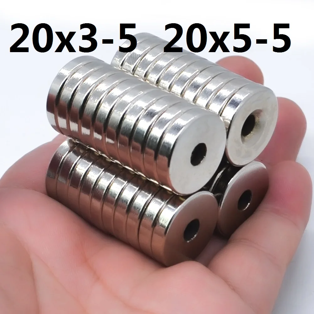 

30Pcs Neodymium Magnet 20x5 20x3 Hole 5 N35 NdFeB Round Super Powerful Strong Permanent Magnetic imanes Disc 20*3 20*5 Hole 5