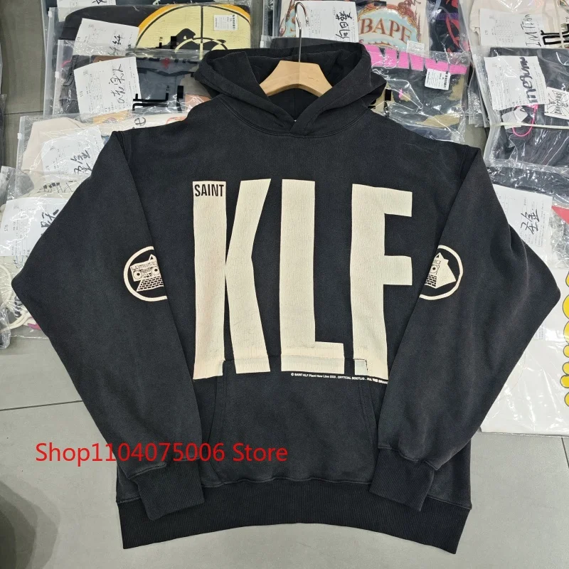 

Saint KLF Letter Print Hoodie Autumn Winter Casual Warm Sweatshirt Unisex Thick Fleece Pullover Sportswear Loose Fit
