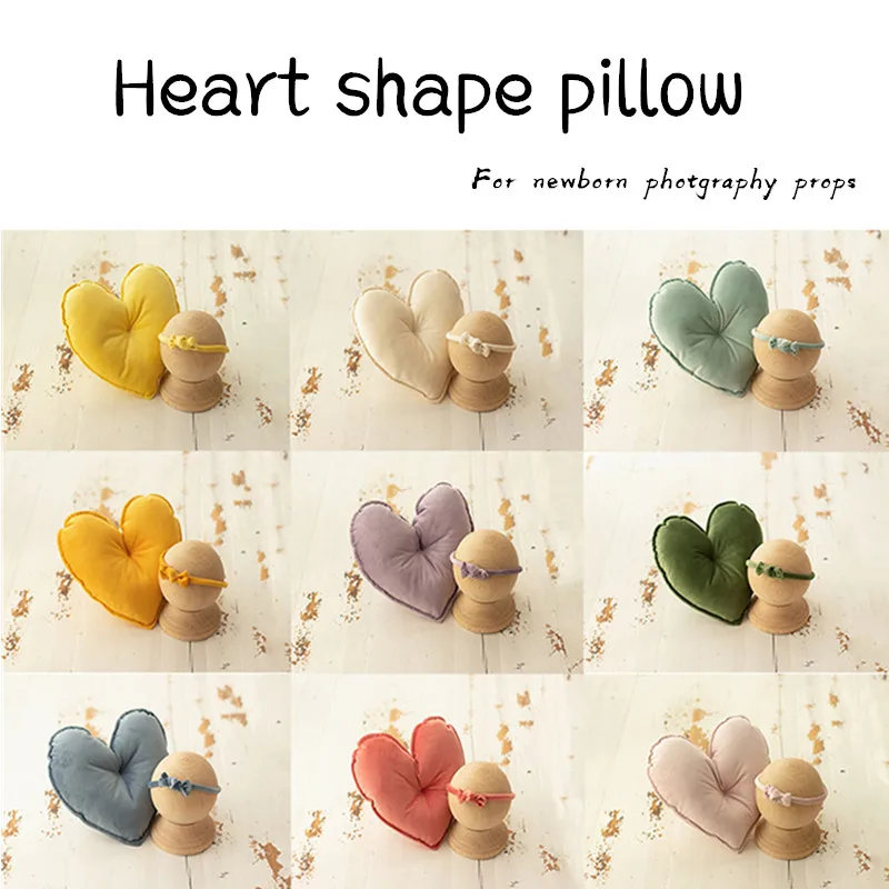 Baby heart shape pillow photography props,Headband set for newborn shoot prop