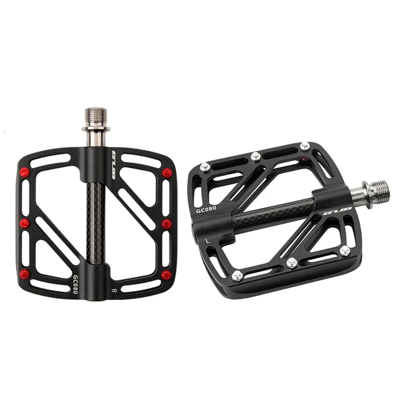 GUB 1Set Carbon Fiber Bike Pedal 3 Sealed Bearing Ultralight Bicycle Platform Pedals Black