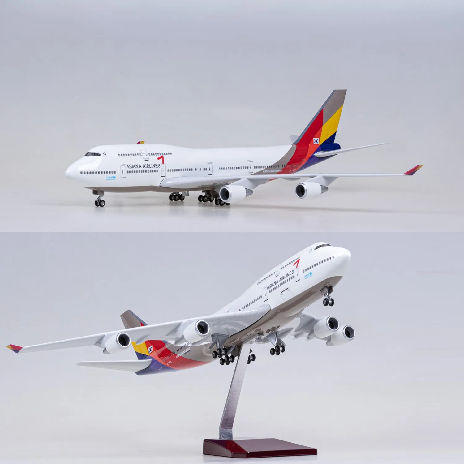 1/150 Large Scale Asiana B747 Airplane Model 18-inch L B747 Resin Diecast Airplane Model for Aviation Enthusiast Gift or Display