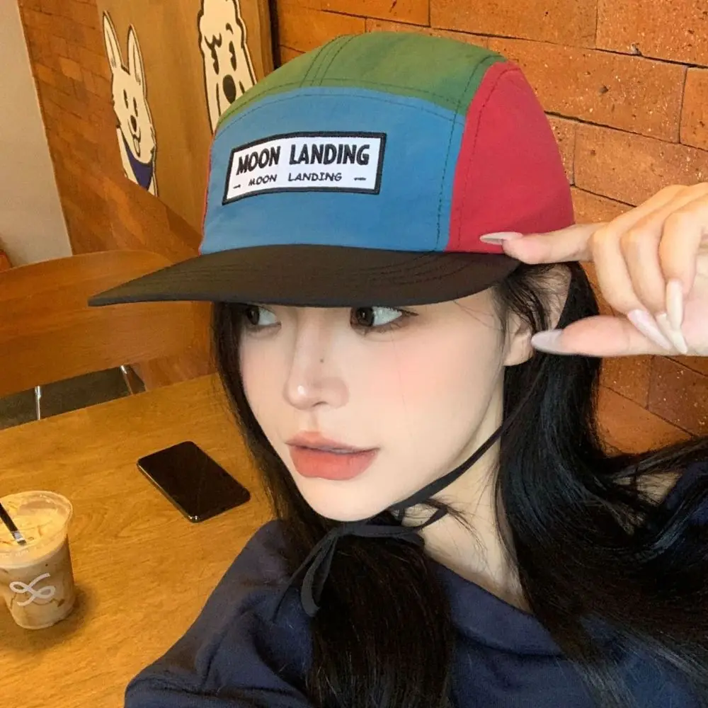 

Casual Cotton American Style Baseball Hat Retro Flat-brimmed Contrasting Color Baseball Cap Leisure Sun Hat Peaked Cap Women