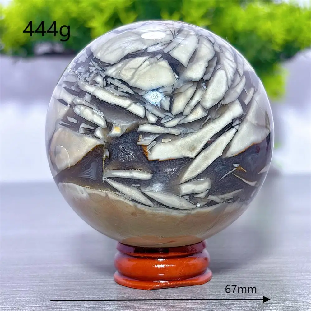 Fire Agate Sphere Natural Crystal Lucky Quartz Stone Garden Reiki Gifts Healing Energy Love Home Decoritem Room Decor +Stand