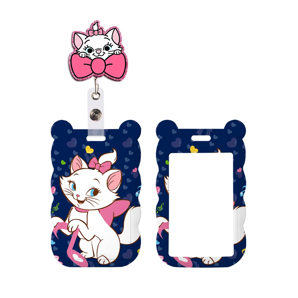 Etui na identyfikator z motywem Marie z kreskówki Disney, zawieszka na klucze, smycz na kartę studencką, akcesoria.