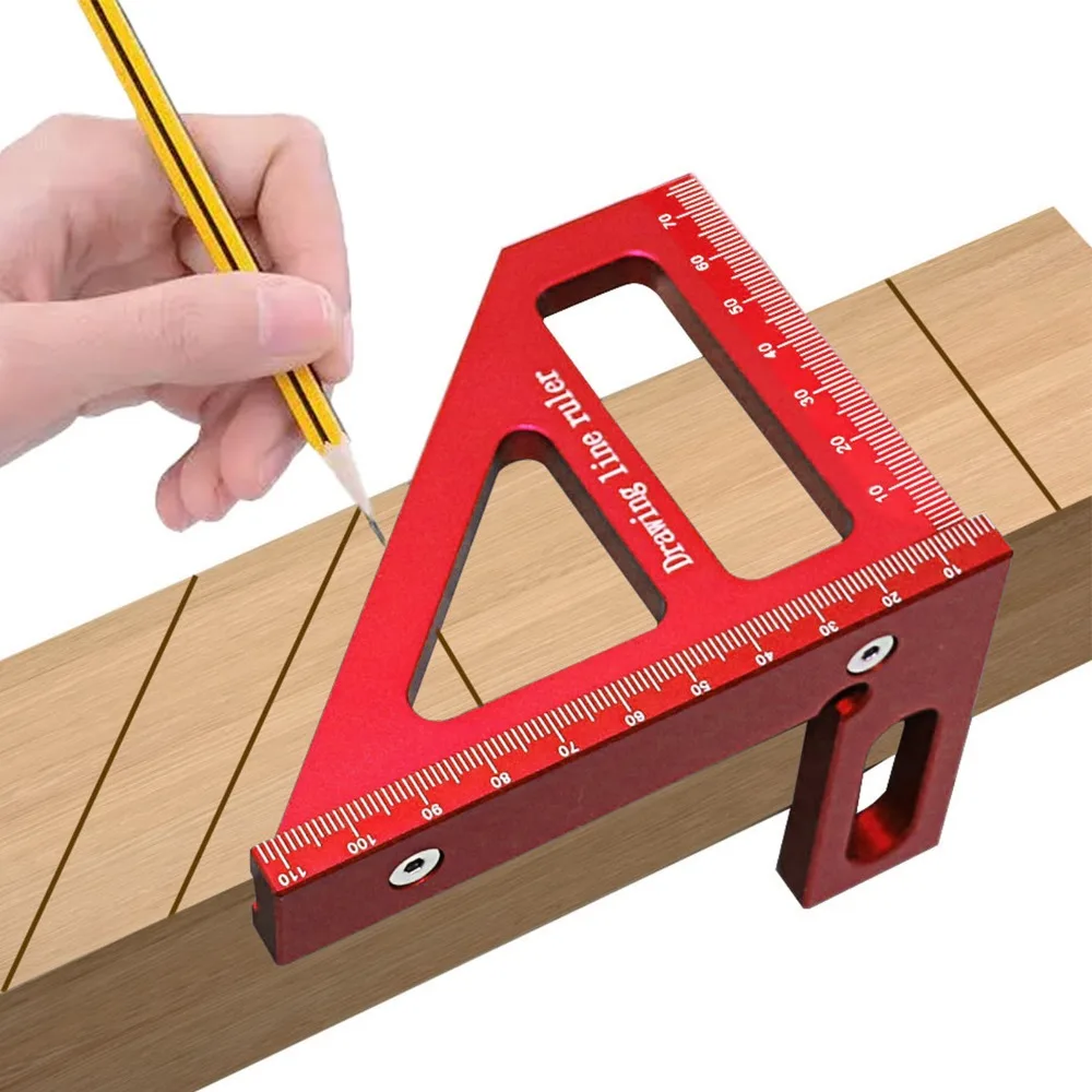 45 90 Degree Woodworking Square Protractor Aluminum Alloy Red 3D Multi-Angle Measuring Ruler Blue High Precision