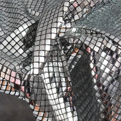 Reflection Square Sequins Fabric DIY Metallic Dress Clothing Designer Fabric Composite Mesh Glitter Silver Mirror Sequin Fabric