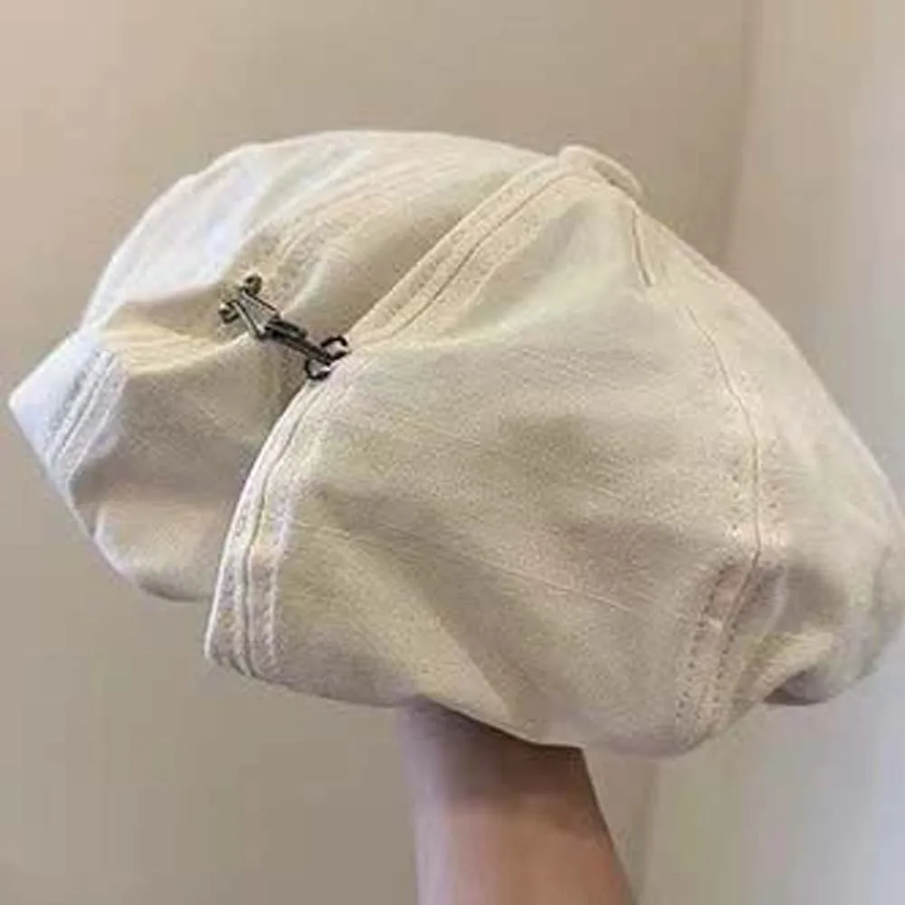 Asymmetric Cloud Beret Cap Big Head Circumference Japanese Style Retro Octagonal Hat Polyester Street Style Women Artist Hat