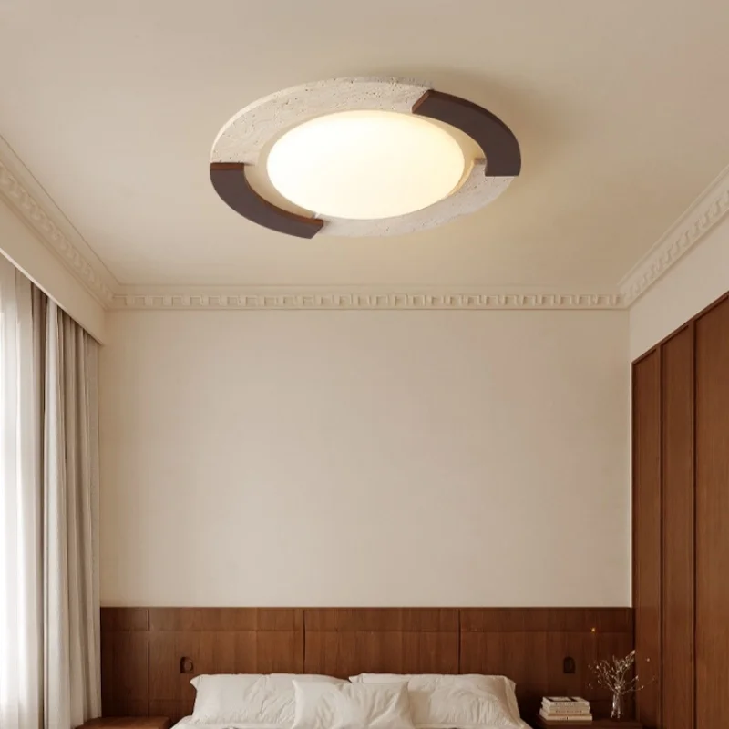 IWHD الخشب حجر LED مصابيح السقف لغرفة المعيشة المطبخ إضاءة المنزل الأصفر الترافرتين خمر أضواء السقف lamvillage Techo #4