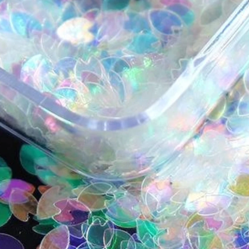 6/12 Grids Cherry Blossom Petals Nail Art Glitter Sequins Holographic Nail Flakes Sequin Mixed Iridescent Powder Nail Decoration
