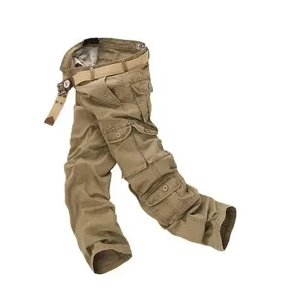 Mode katoenen cargobroek heren losse casual broek jogging cargobroek heren effen multi-zakken ademende broek plus maat - afbeelding 1