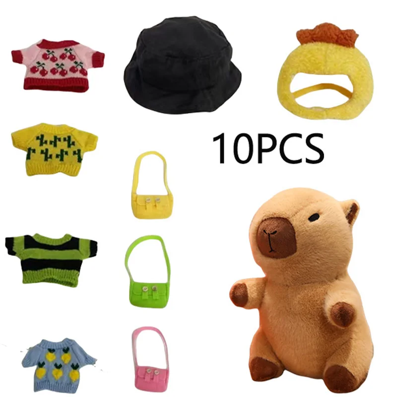 25CM Dress Up Capybara Plush Doll with Clothes and Accessories Cute Stuffed Capybara Cosplay Dolls Nice Birthday Gifts