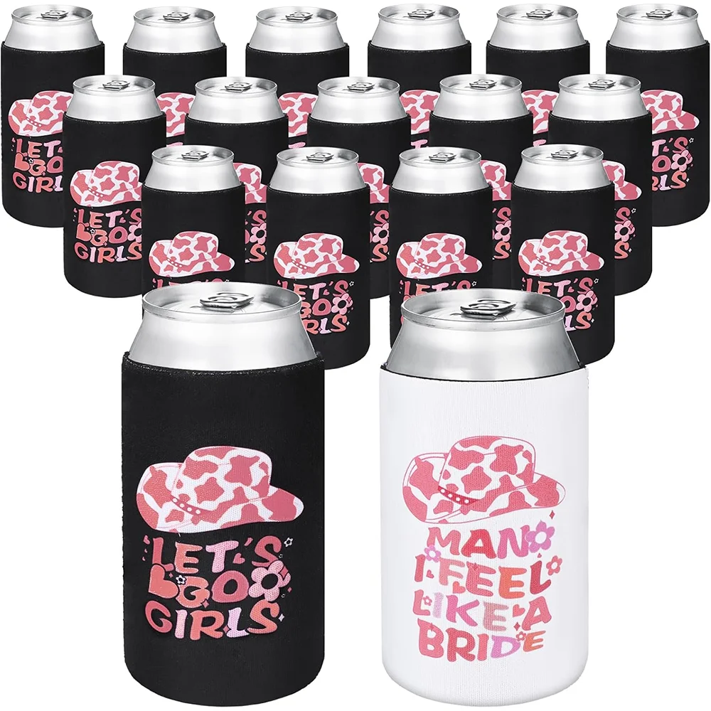 

Let's Go Girl Beer Can Coolers Bachelorette Party Favors Can Sleeves Drink Holders Wedding Cowboy Bridal Shower Rock Roll Party