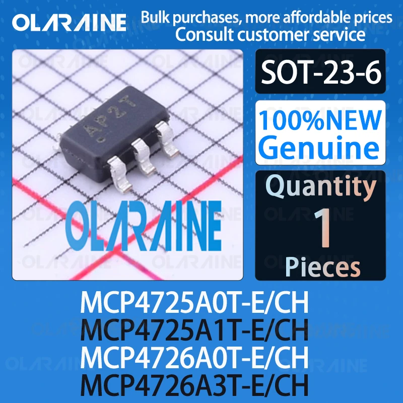 MCP4725A0T-E/CH MCP4725A1T-E/CH MCP4726A0T-E/CH MCP4726A3T-E/CH SOT-23-6 Data Digital-to-Analog Converters DAC IC chip circuit