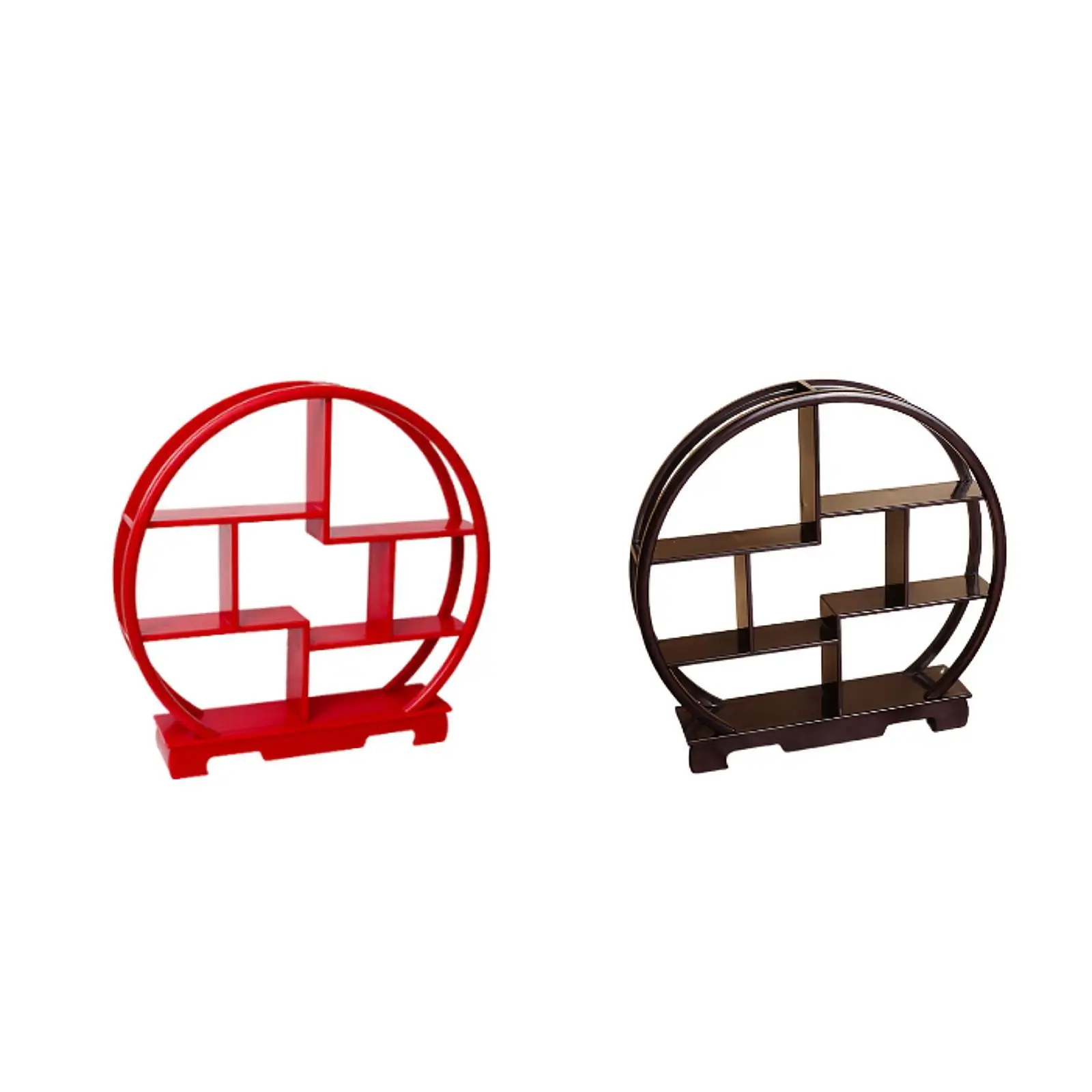 

Деревянная полка для дисплея, круглая прочная стеллаж для хранения фигурок в китайском стиле для кексов, офиса, ресторана, резьбы, работы, рабочего стола