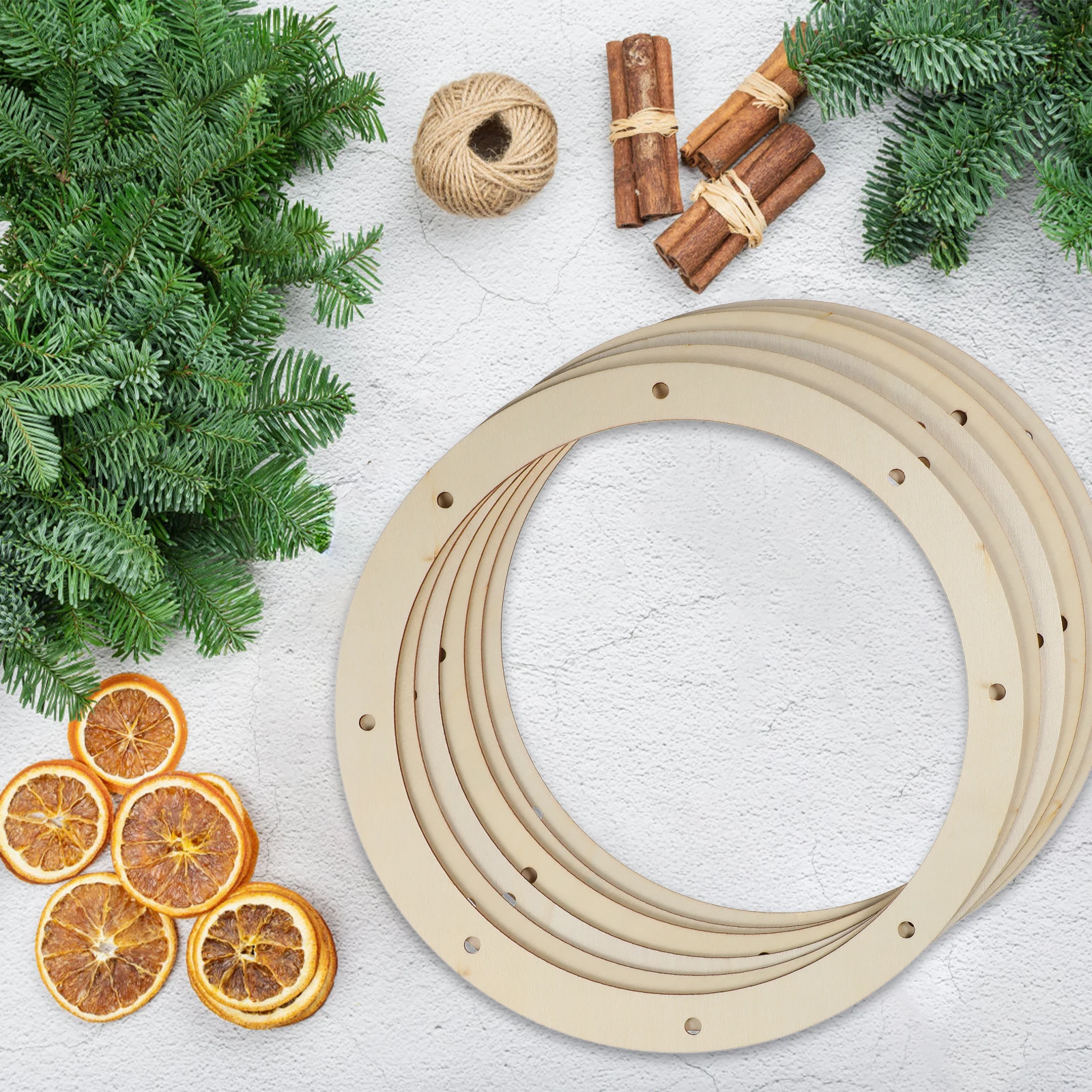 

6Pcs Wood Made Wreath Frame Multi Purpose Round Wreath Base for Seasonal Decor Craft Art Projects Wood Rings for Crafts