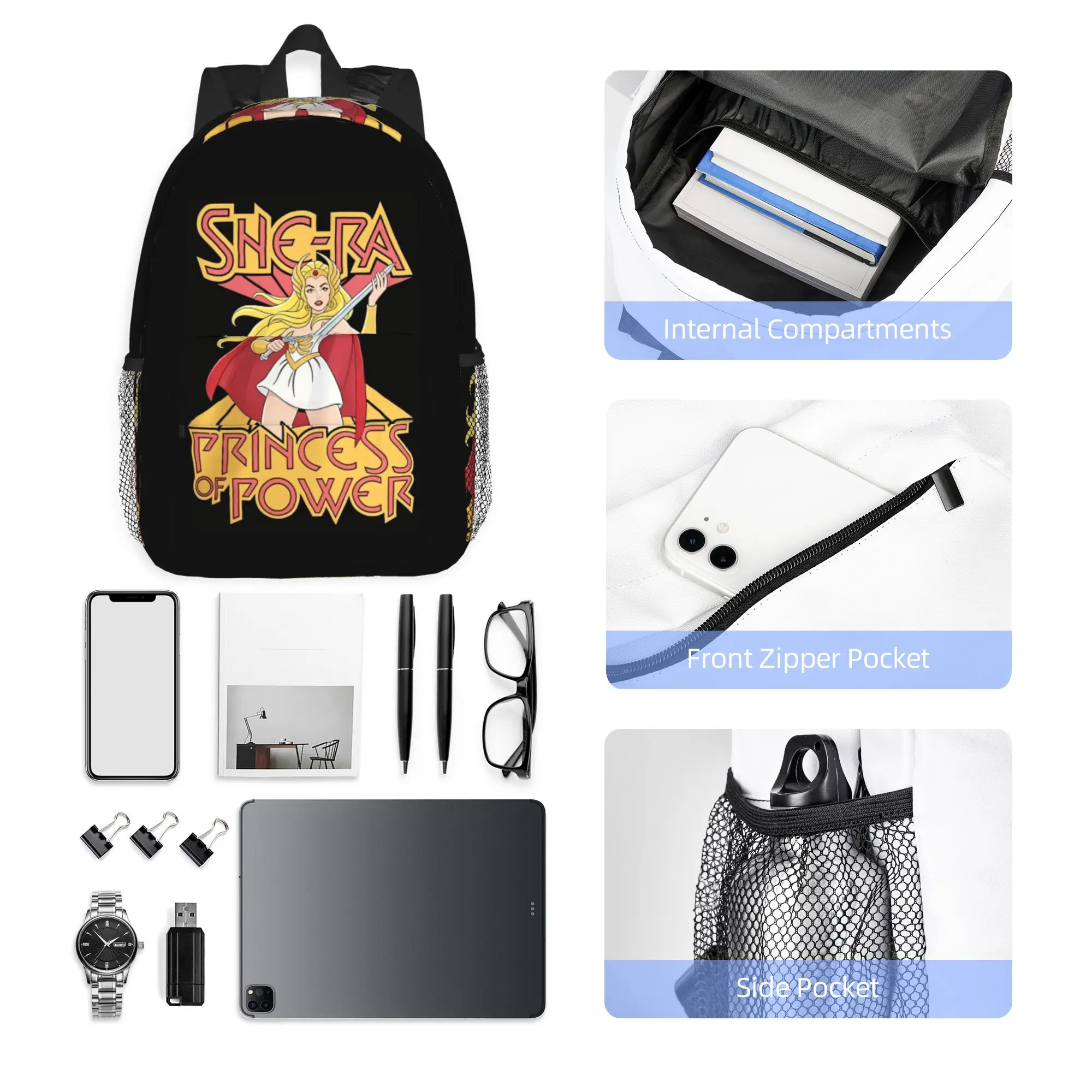 She Ra Princess of Power Cartoon Backpack Hot Sale Daypack Large Capacity Boy Girl BookBag Shoulder Bag for Men Women School Bag